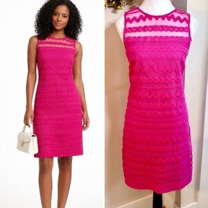 Trina Turk Bissitti Pink Sheer Illusion Neck Sheath Dress Lace Mesh Sz S🧡